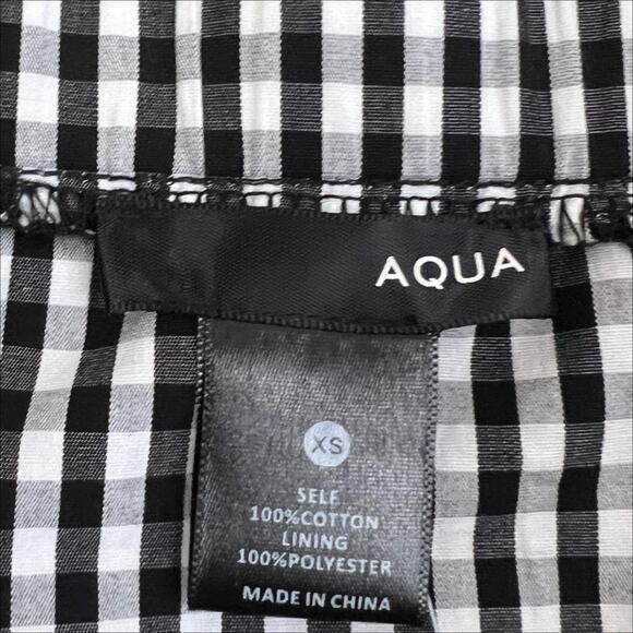 NWT Aqua Black & White Gingham Print Puff Sleeve Blouse Size XS - Picture 5 of 6